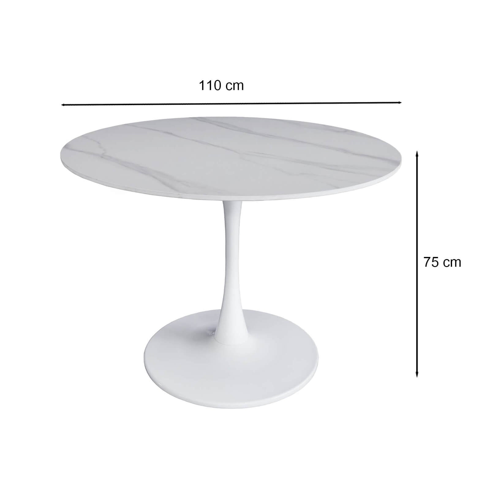 Andre | Metal Scratch Resistant Polished Ceramic 4 Seater Round Dining Table | White