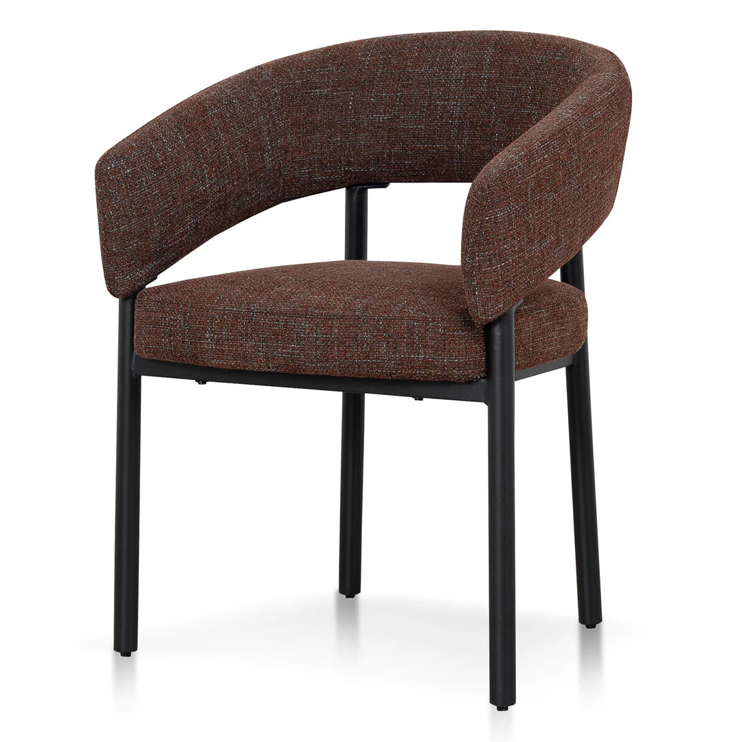 Andre | Modern Kaitoke Green Moss Brown Fabric Dining Chairs With Arms | Set Of 2 | Brown