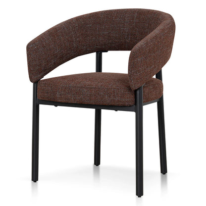 Andre | Modern Kaitoke Green Moss Brown Fabric Dining Chairs With Arms | Set Of 2 | Brown