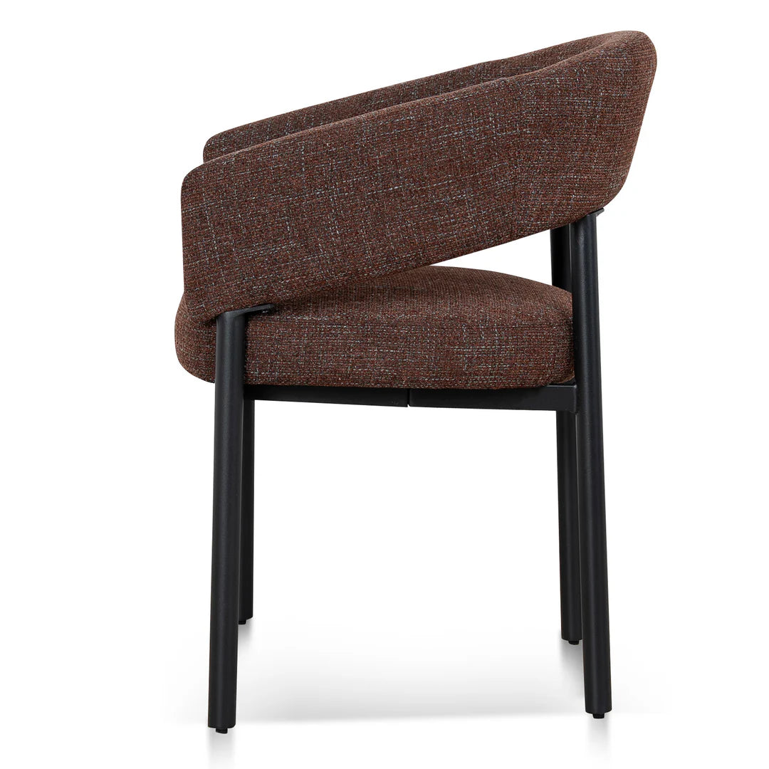Andre | Modern Kaitoke Green Moss Brown Fabric Dining Chairs With Arms | Set Of 2 | Brown