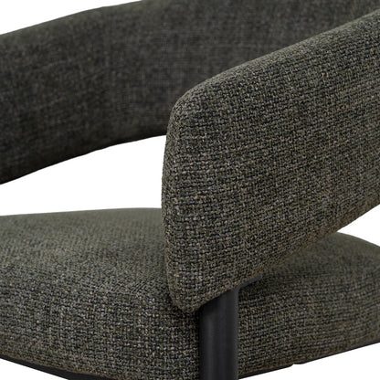 Andre | Modern Kaitoke Green Moss Brown Fabric Dining Chairs With Arms | Set Of 2 | Green
