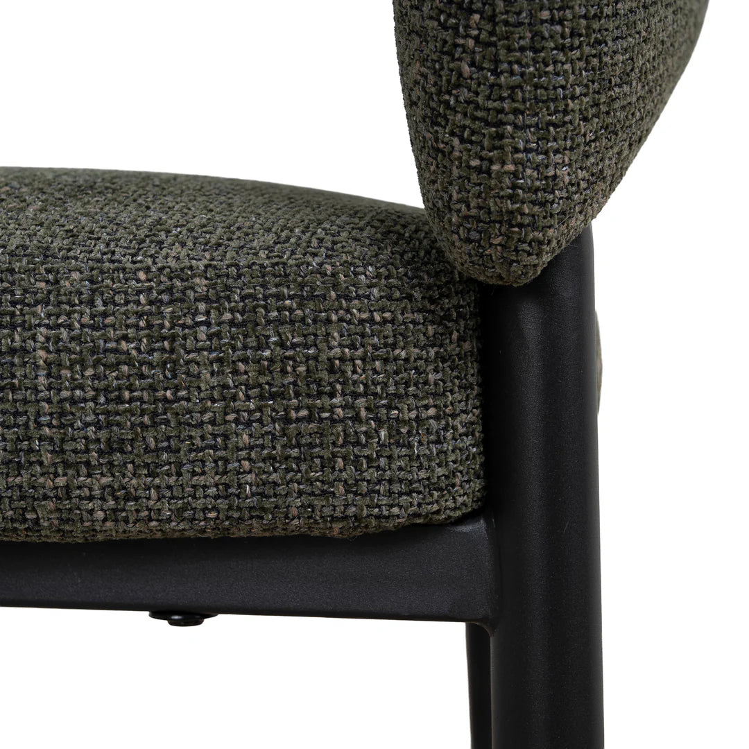 Andre | Modern Kaitoke Green Moss Brown Fabric Dining Chairs With Arms | Set Of 2 | Green