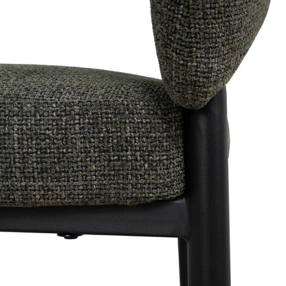 Andre | Modern Kaitoke Green Moss Brown Fabric Dining Chairs With Arms | Set Of 2 | Green