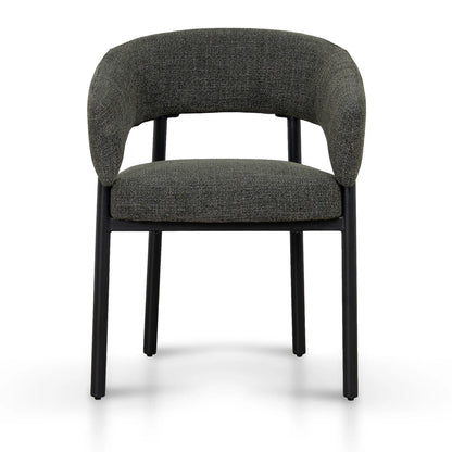 Andre | Modern Kaitoke Green Moss Brown Fabric Dining Chairs With Arms | Set Of 2 | Green
