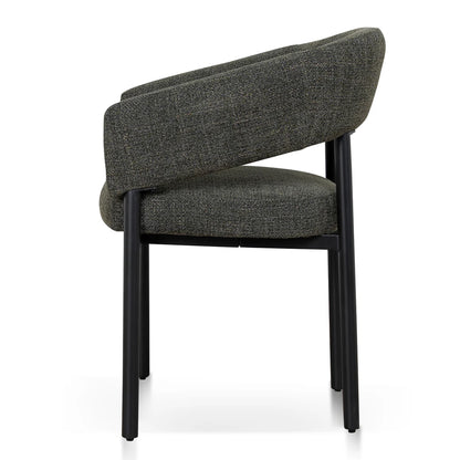 Andre | Modern Kaitoke Green Moss Brown Fabric Dining Chairs With Arms | Set Of 2 | Green
