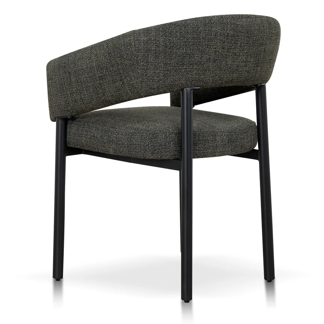 Andre | Modern Kaitoke Green Moss Brown Fabric Dining Chairs With Arms | Set Of 2 | Green