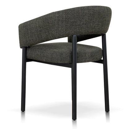 Andre | Modern Kaitoke Green Moss Brown Fabric Dining Chairs With Arms | Set Of 2 | Green