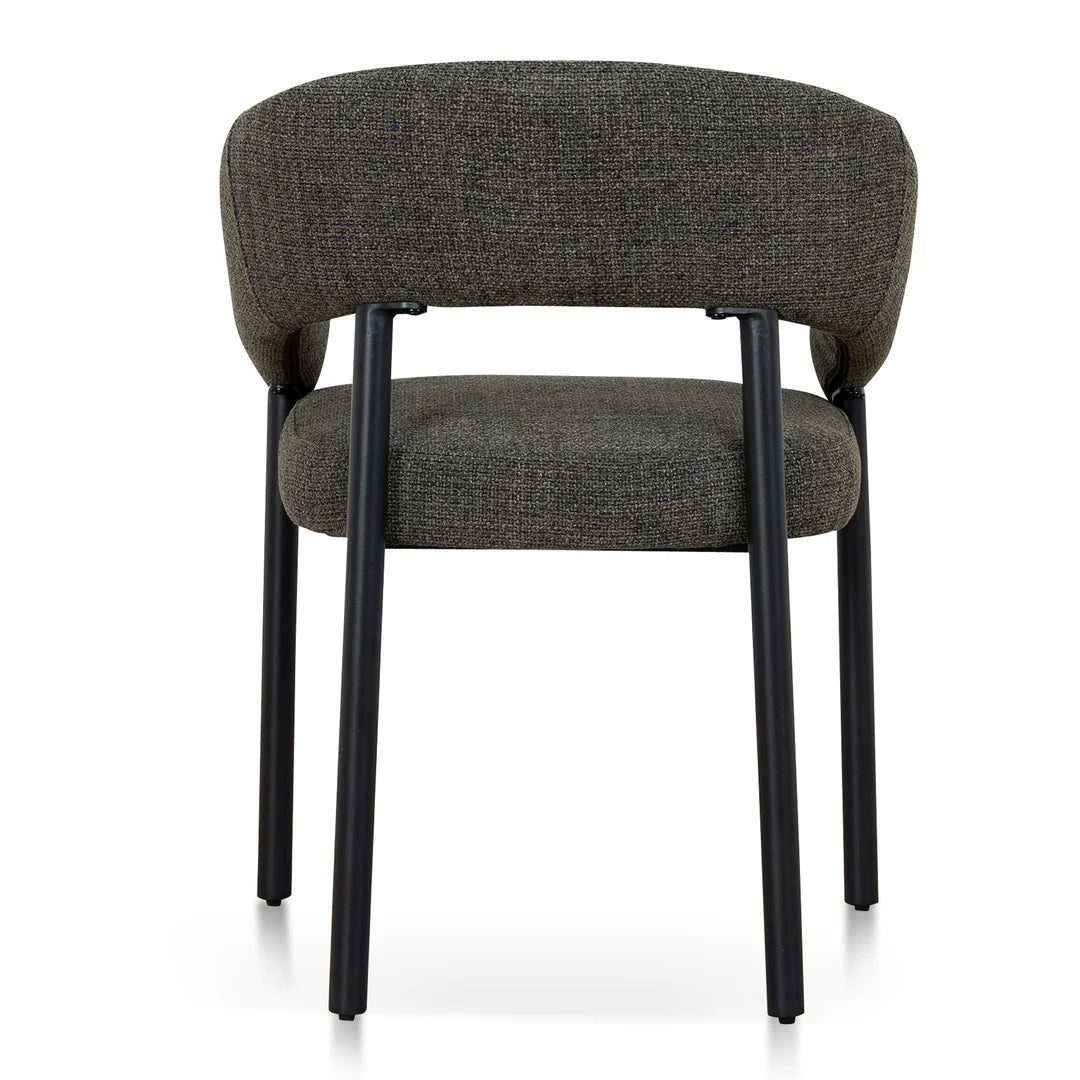 Andre | Modern Kaitoke Green Moss Brown Fabric Dining Chairs With Arms | Set Of 2 | Green