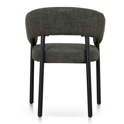 Andre | Modern Kaitoke Green Moss Brown Fabric Dining Chairs With Arms | Set Of 2 | Green