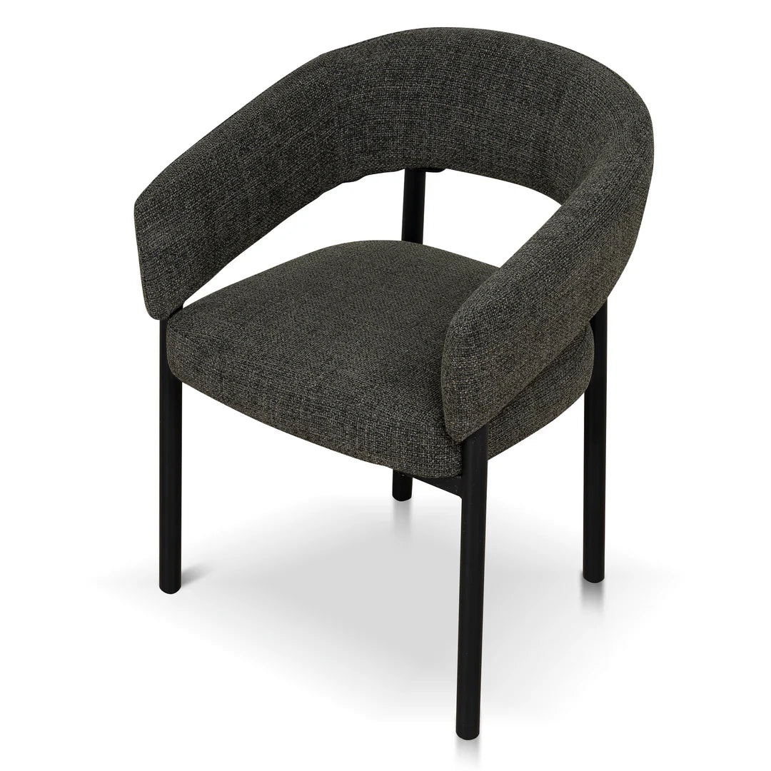 Andre | Modern Kaitoke Green Moss Brown Fabric Dining Chairs With Arms | Set Of 2 | Green