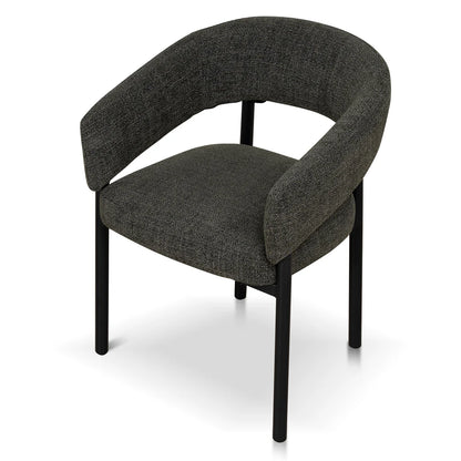 Andre | Modern Kaitoke Green Moss Brown Fabric Dining Chairs With Arms | Set Of 2 | Green