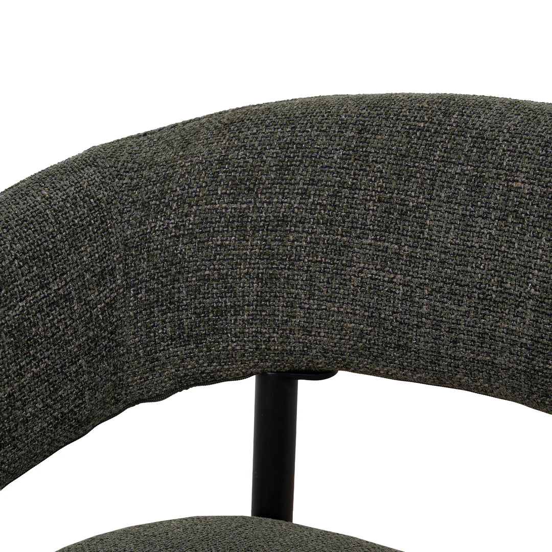 Andre | Modern Kaitoke Green Moss Brown Fabric Dining Chairs With Arms | Set Of 2 | Green