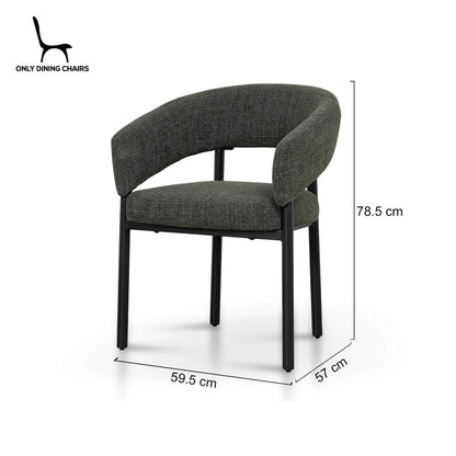 Andre | Modern Kaitoke Green Moss Brown Fabric Dining Chairs With Arms | Set Of 2 | Green