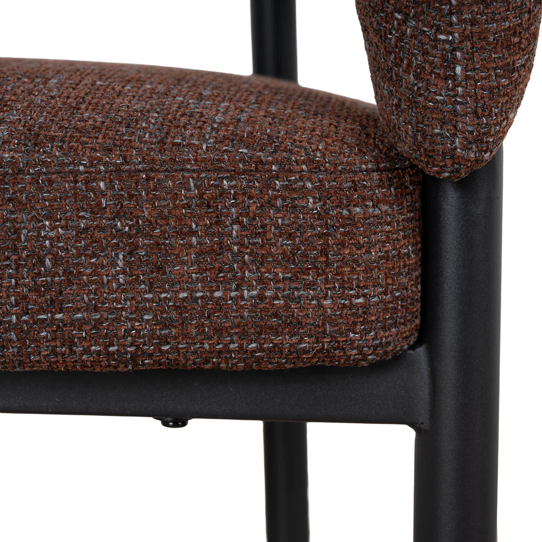 Andre | Modern Kaitoke Green Moss Brown Fabric Dining Chairs With Arms | Set Of 2 | Brown