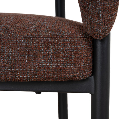 Andre | Modern Kaitoke Green Moss Brown Fabric Dining Chairs With Arms | Set Of 2 | Brown