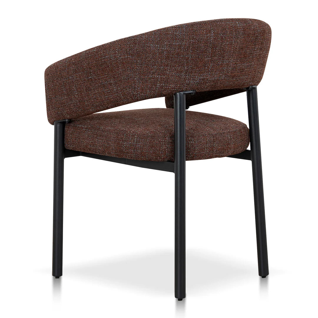 Andre | Modern Kaitoke Green Moss Brown Fabric Dining Chairs With Arms | Set Of 2 | Brown