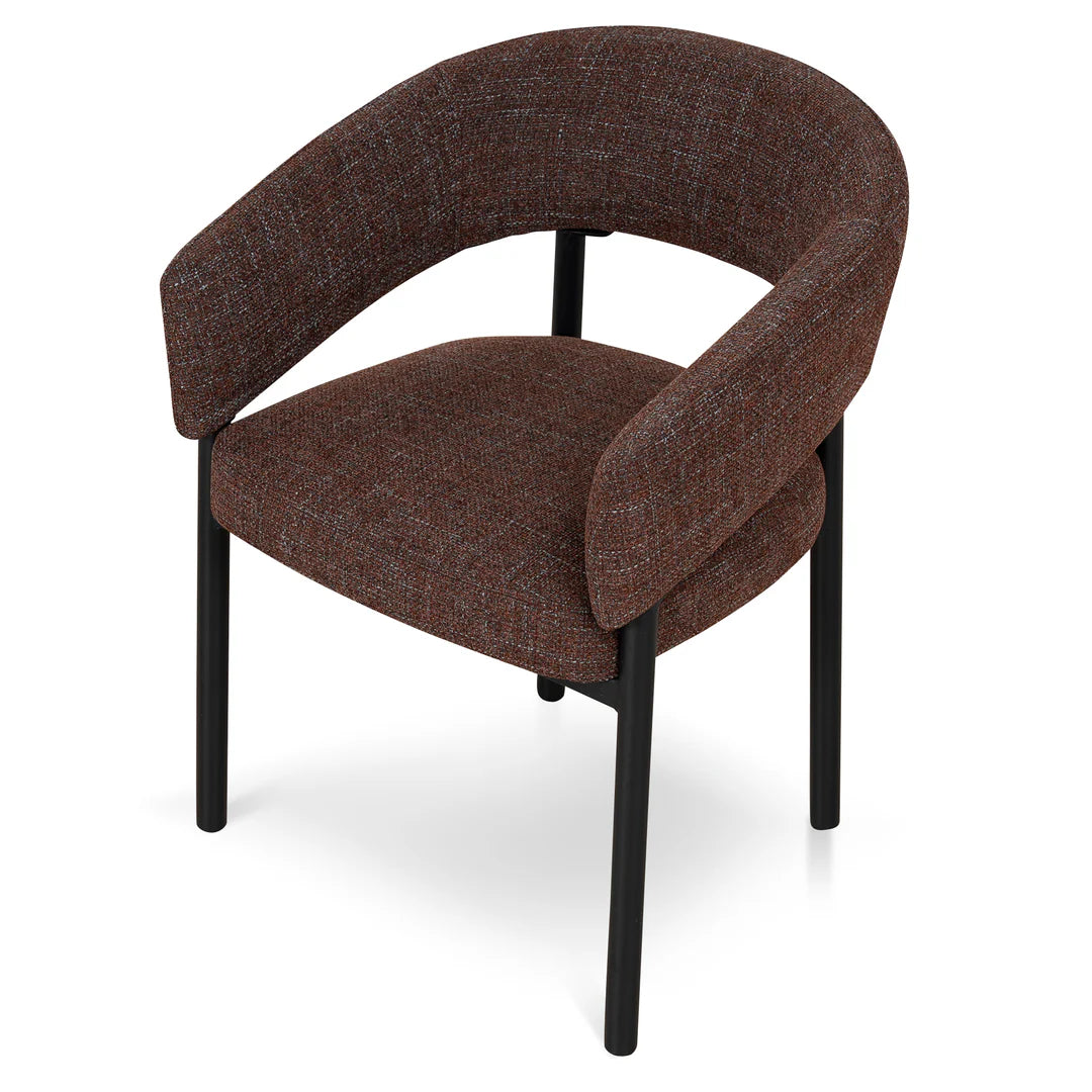 Andre | Modern Kaitoke Green Moss Brown Fabric Dining Chairs With Arms | Set Of 2 | Brown
