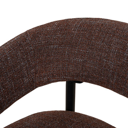 Andre | Modern Kaitoke Green Moss Brown Fabric Dining Chairs With Arms | Set Of 2 | Brown