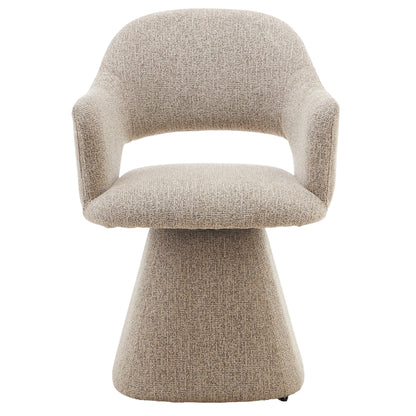 Arcadia | Modern 360 Swivel Desert Taupe Pine Green Fabric Dining Chair With Arms | Desert Taupe