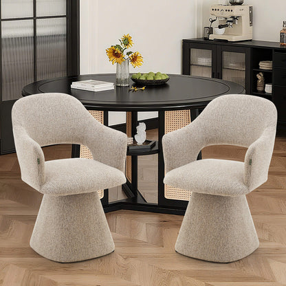 Arcadia | Modern 360 Swivel Desert Taupe Pine Green Fabric Dining Chair With Arms | Desert Taupe
