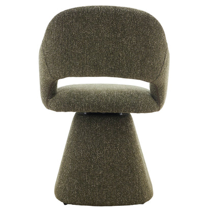 Arcadia | Modern 360 Swivel Desert Taupe Pine Green Fabric Dining Chair With Arms | Pine Green