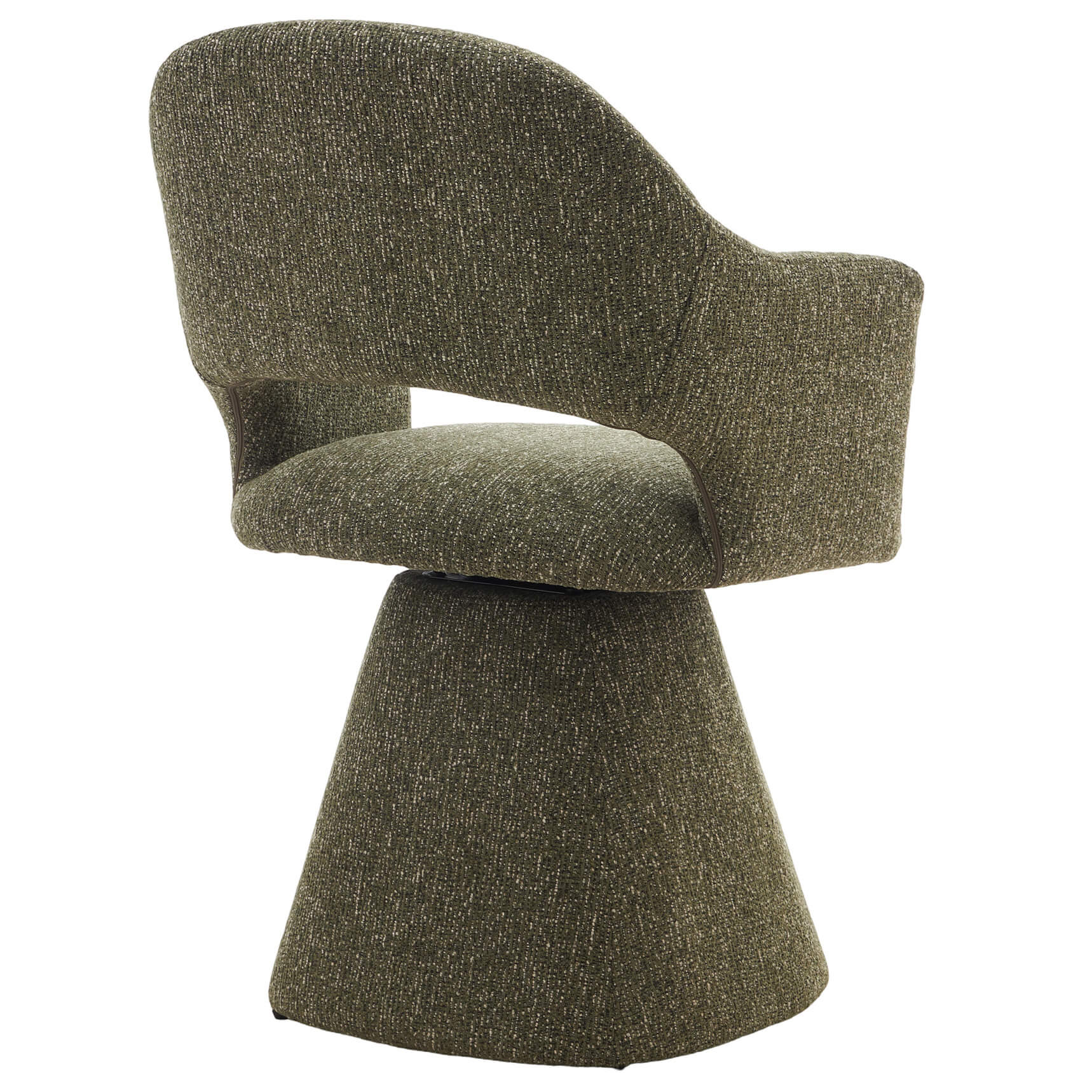 Arcadia | Modern 360 Swivel Desert Taupe Pine Green Fabric Dining Chair With Arms | Pine Green