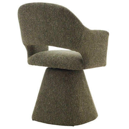 Arcadia | Modern 360 Swivel Desert Taupe Pine Green Fabric Dining Chair With Arms | Pine Green