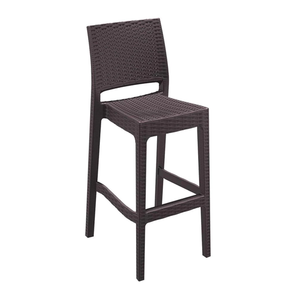 Arcadia | Modern Stackable Plastic Outdoor Bar Stools | Set Of 4 | Chocolate