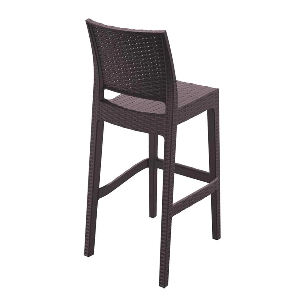 Arcadia | Modern Stackable Plastic Outdoor Bar Stools | Set Of 4 | Chocolate