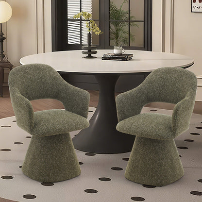Arcadia | Modern 360 Swivel Desert Taupe Pine Green Fabric Dining Chair With Arms | Pine Green