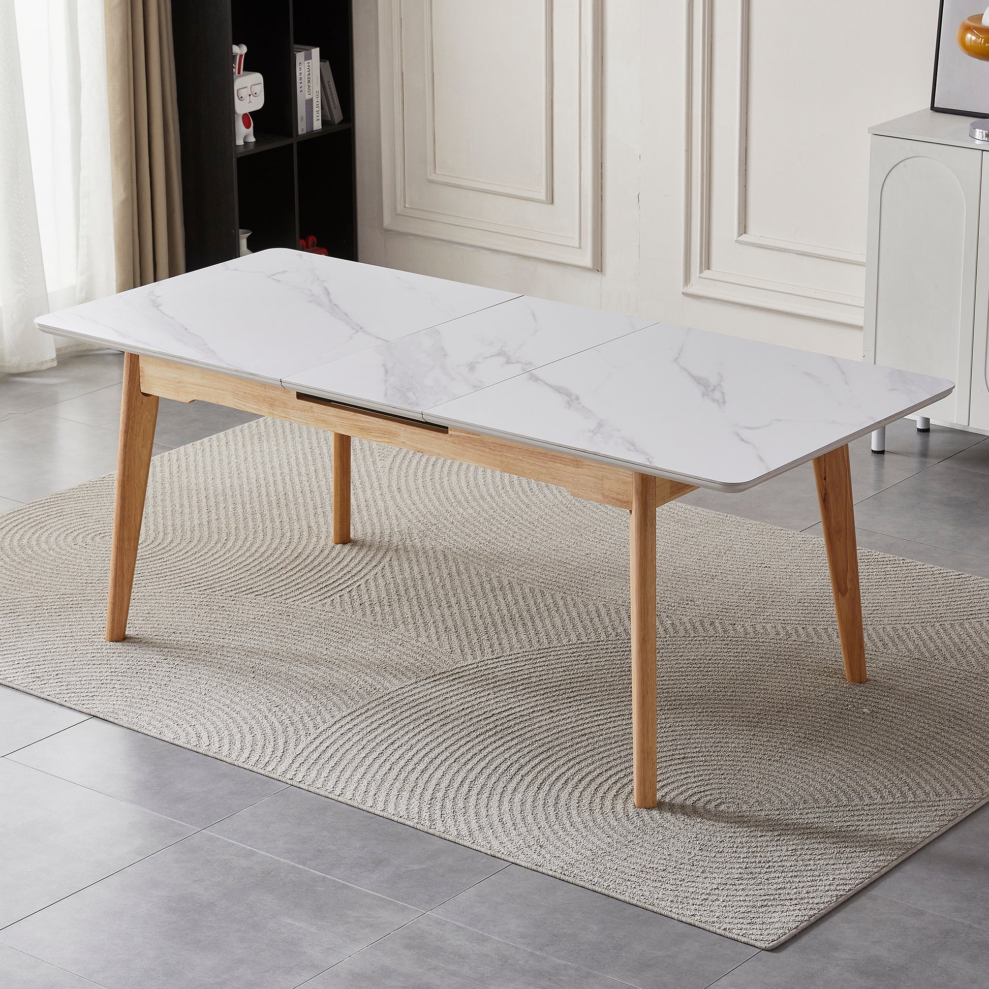 Arlington | Snow White Extendable 1.6m – 2m Ceramic Wooden Dining Table | Snow White