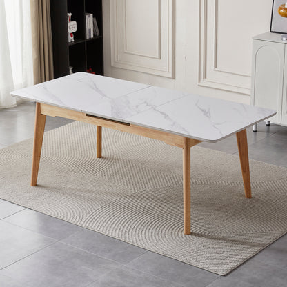 Arlington | Snow White Extendable 1.6m – 2m Ceramic Wooden Dining Table | Snow White
