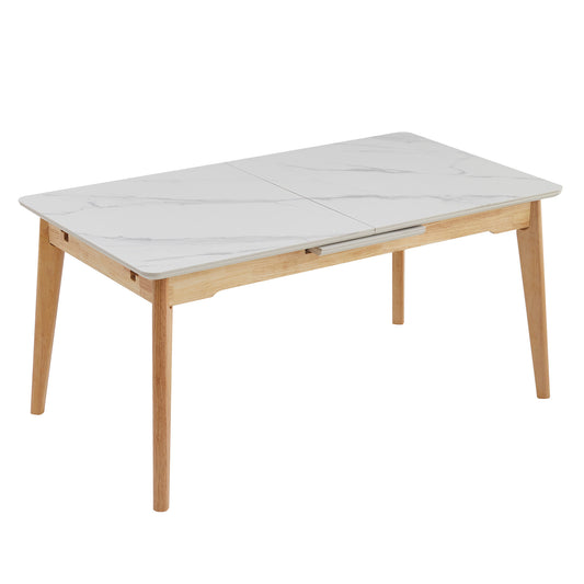 Arlington | Snow White Extendable 1.6m – 2m Ceramic Wooden Dining Table | Snow White