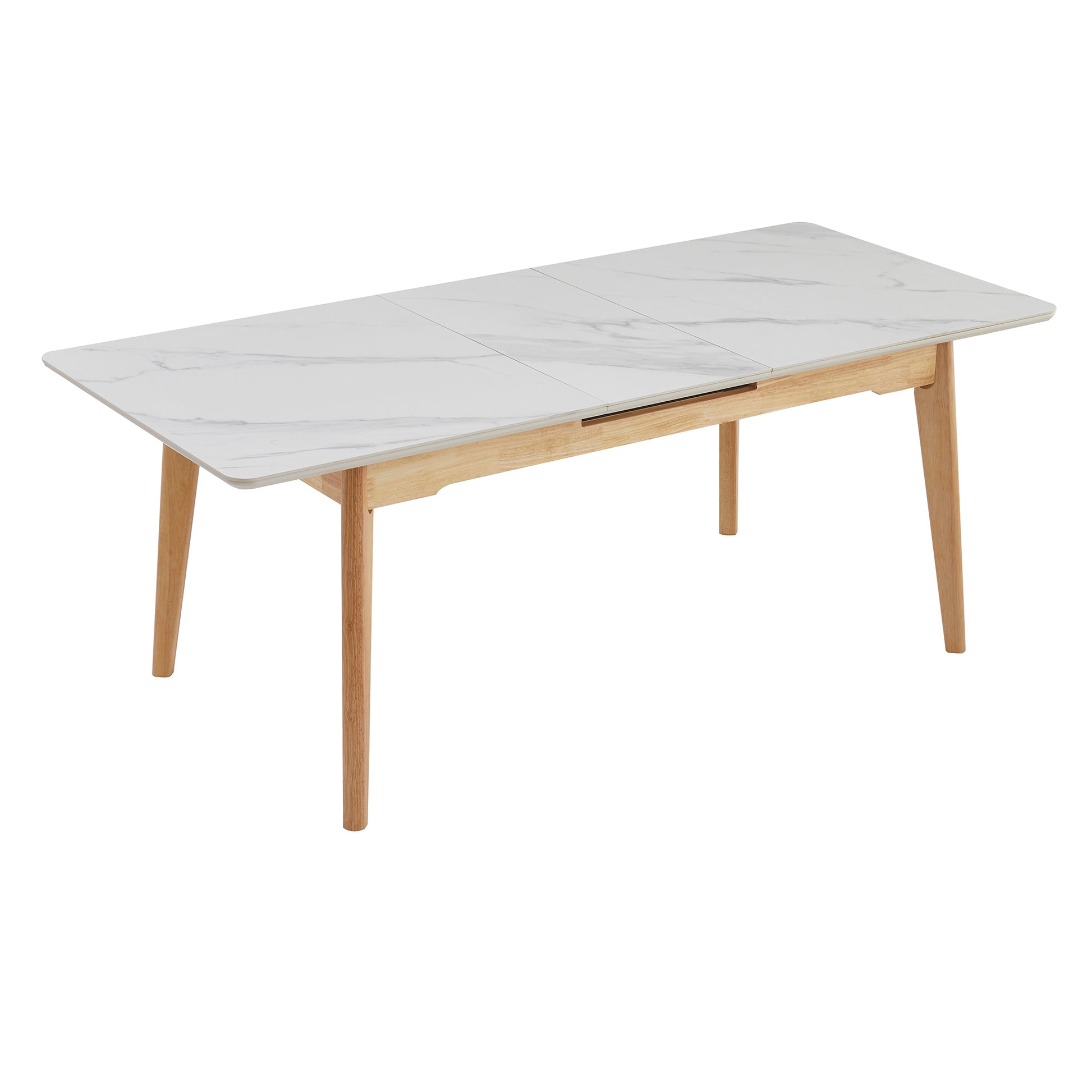Arlington | Snow White Extendable 1.6m – 2m Ceramic Wooden Dining Table | Snow White