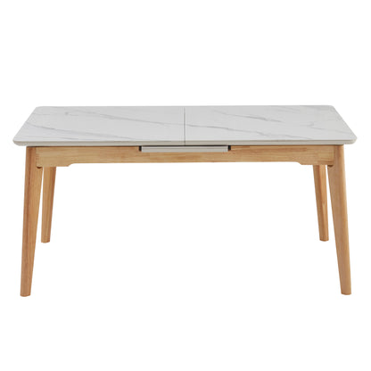 Arlington | Snow White Extendable 1.6m – 2m Ceramic Wooden Dining Table | Snow White