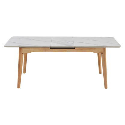 Arlington | Snow White Extendable 1.6m – 2m Ceramic Wooden Dining Table | Snow White