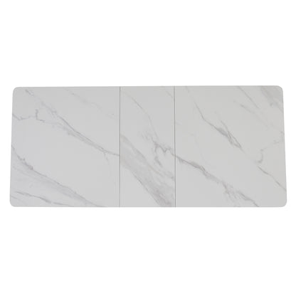 Arlington | Snow White Extendable 1.6m – 2m Ceramic Wooden Dining Table | Snow White