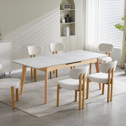 Arlington | Snow White Extendable 1.6m – 2m Ceramic Wooden Dining Table | Snow White
