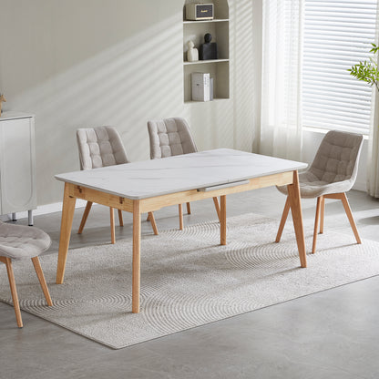 Arlington | Snow White Extendable 1.6m – 2m Ceramic Wooden Dining Table | Snow White