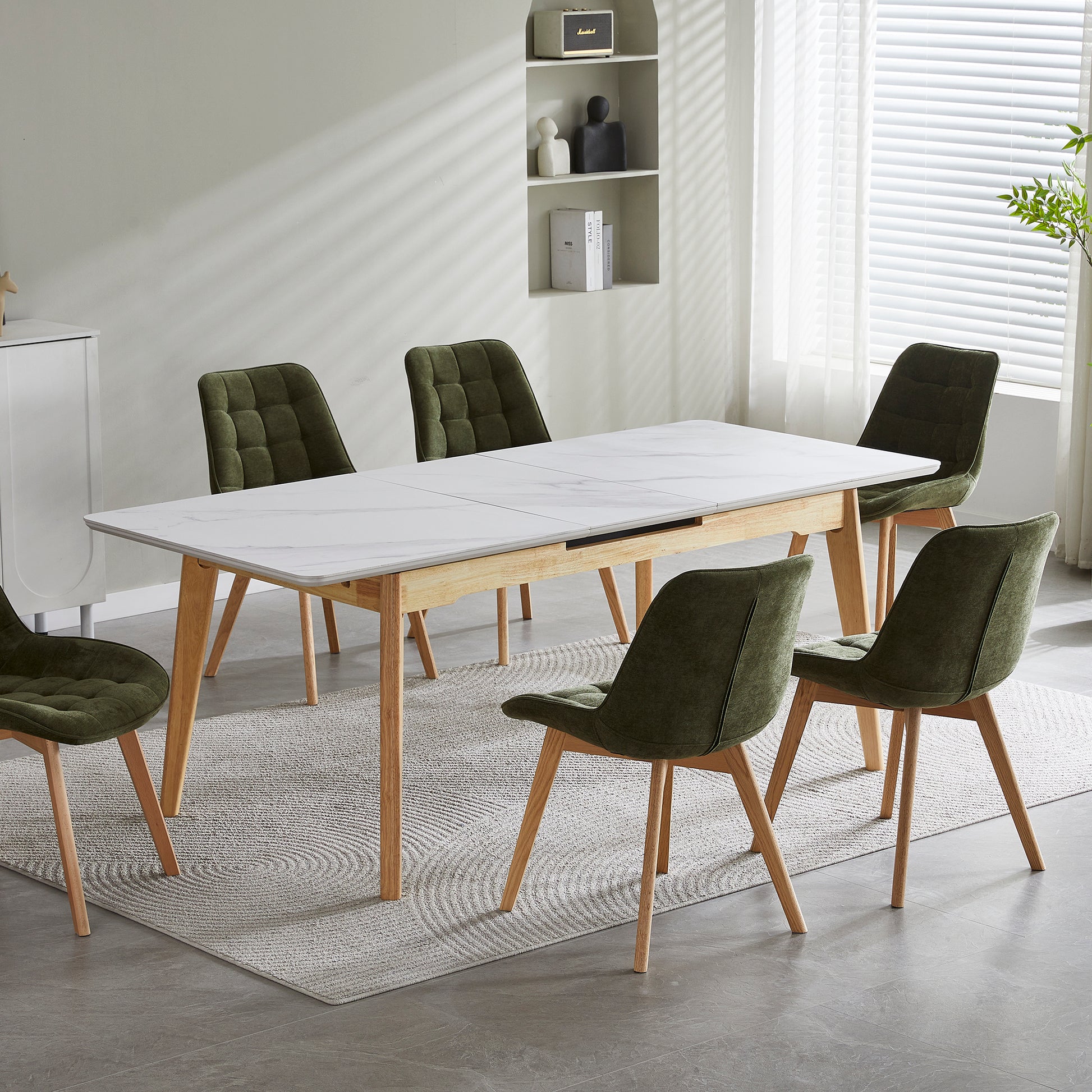 Arlington | Snow White Extendable 1.6m – 2m Ceramic Wooden Dining Table | Snow White