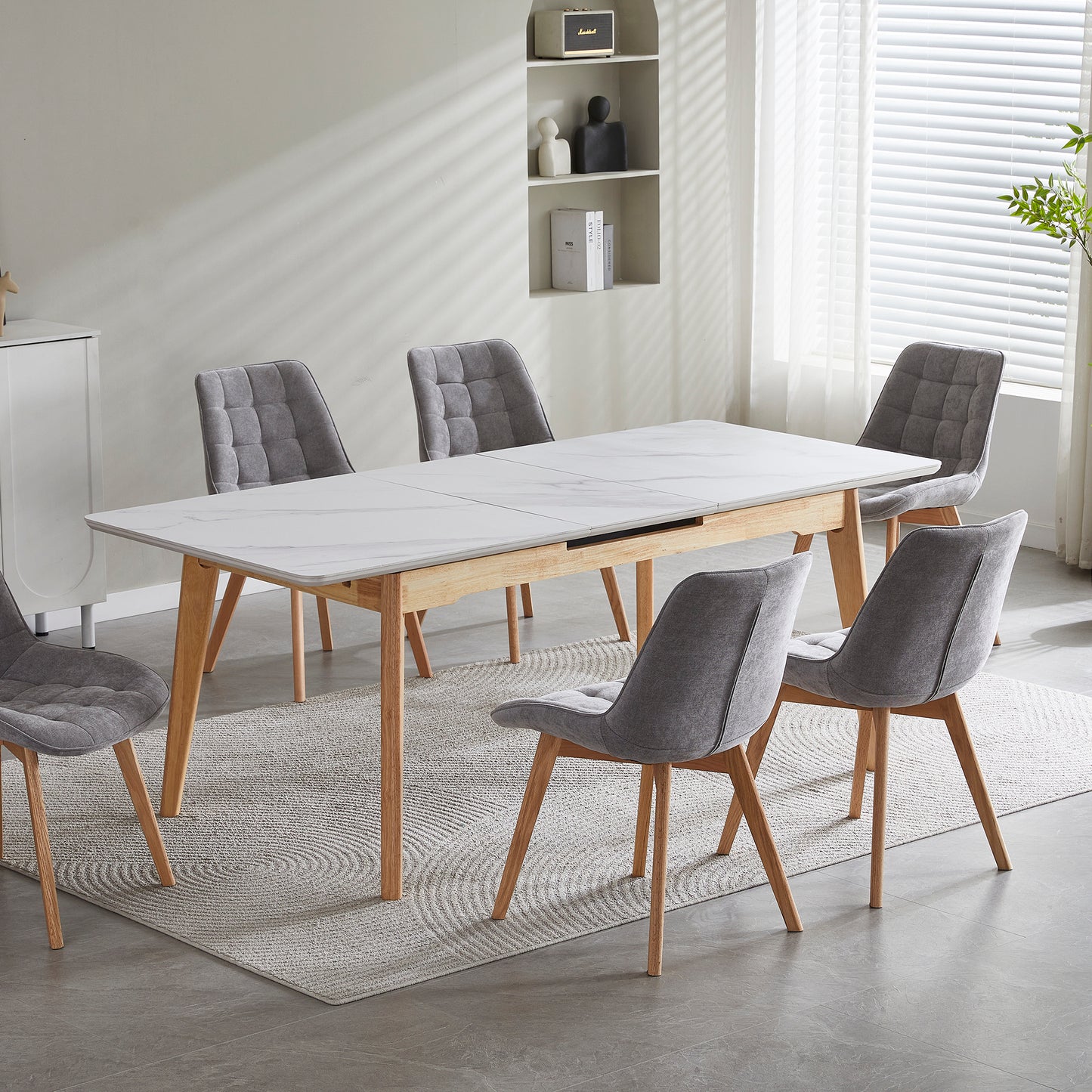 Arlington | Snow White Extendable 1.6m – 2m Ceramic Wooden Dining Table | Snow White