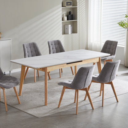 Arlington | Snow White Extendable 1.6m – 2m Ceramic Wooden Dining Table | Snow White