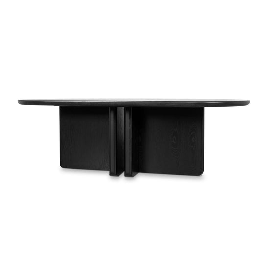 Ashbury | Black Natural Walnut Dual Pedestal 6 - 8 Seater 2.4m Oval Wooden Dining Table | Black