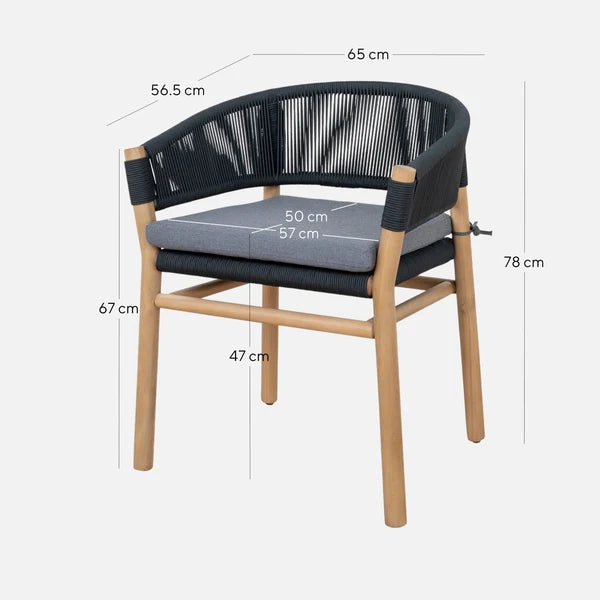 Ashgrove | Coastal Royal Anthracite Wooden Dining Chairs With Arms | Anthracite