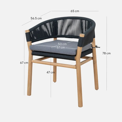 Ashgrove | Coastal Royal Anthracite Wooden Dining Chairs With Arms | Anthracite