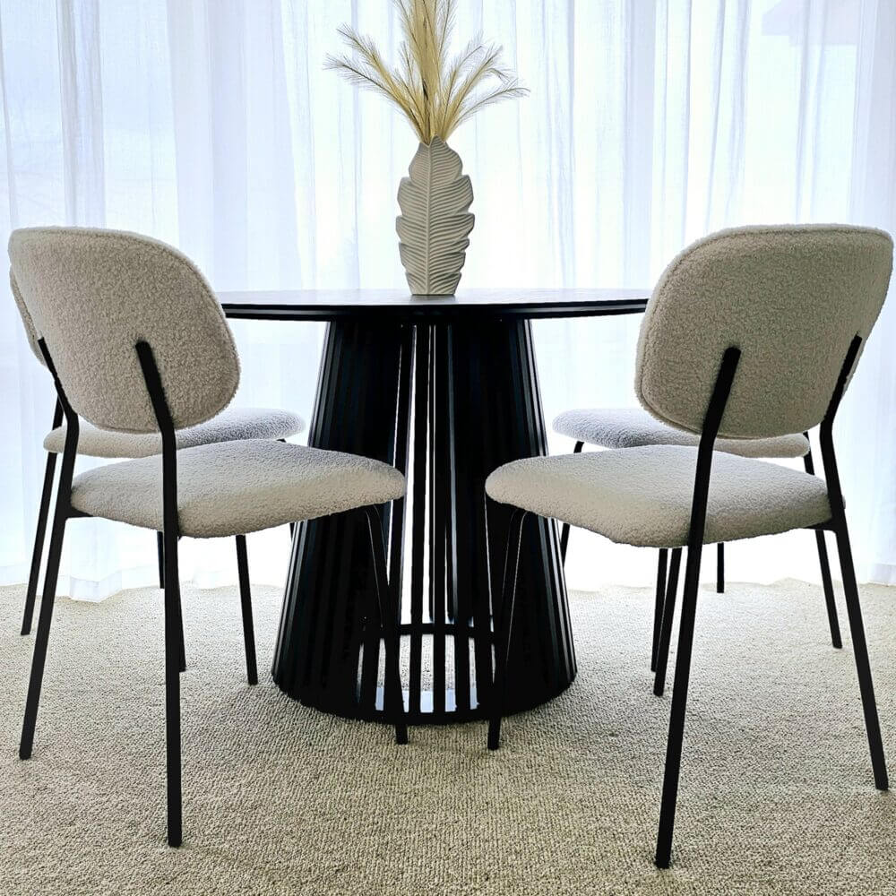 Ashwood | Modern Coastal Pedestal Wooden Dining Table | Black