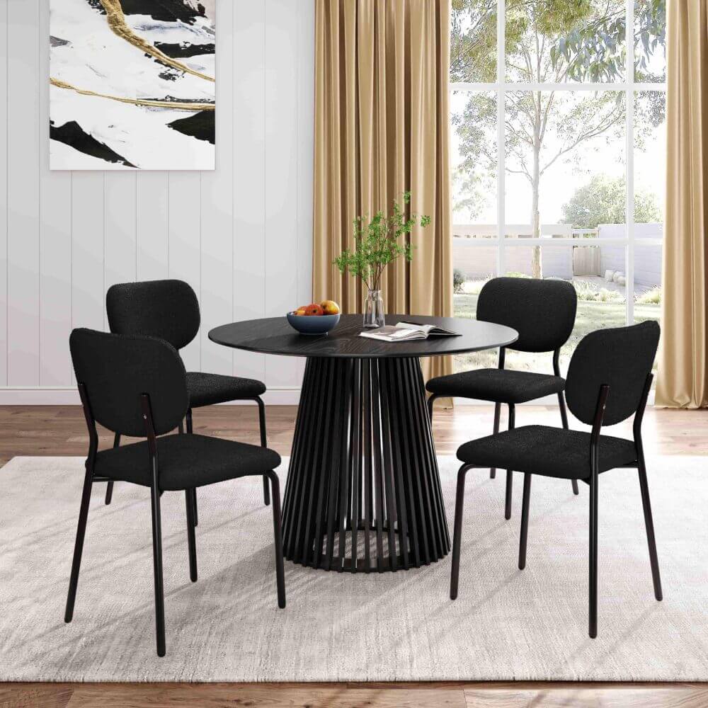 Ashwood | Modern Coastal Pedestal Wooden Dining Table | Black