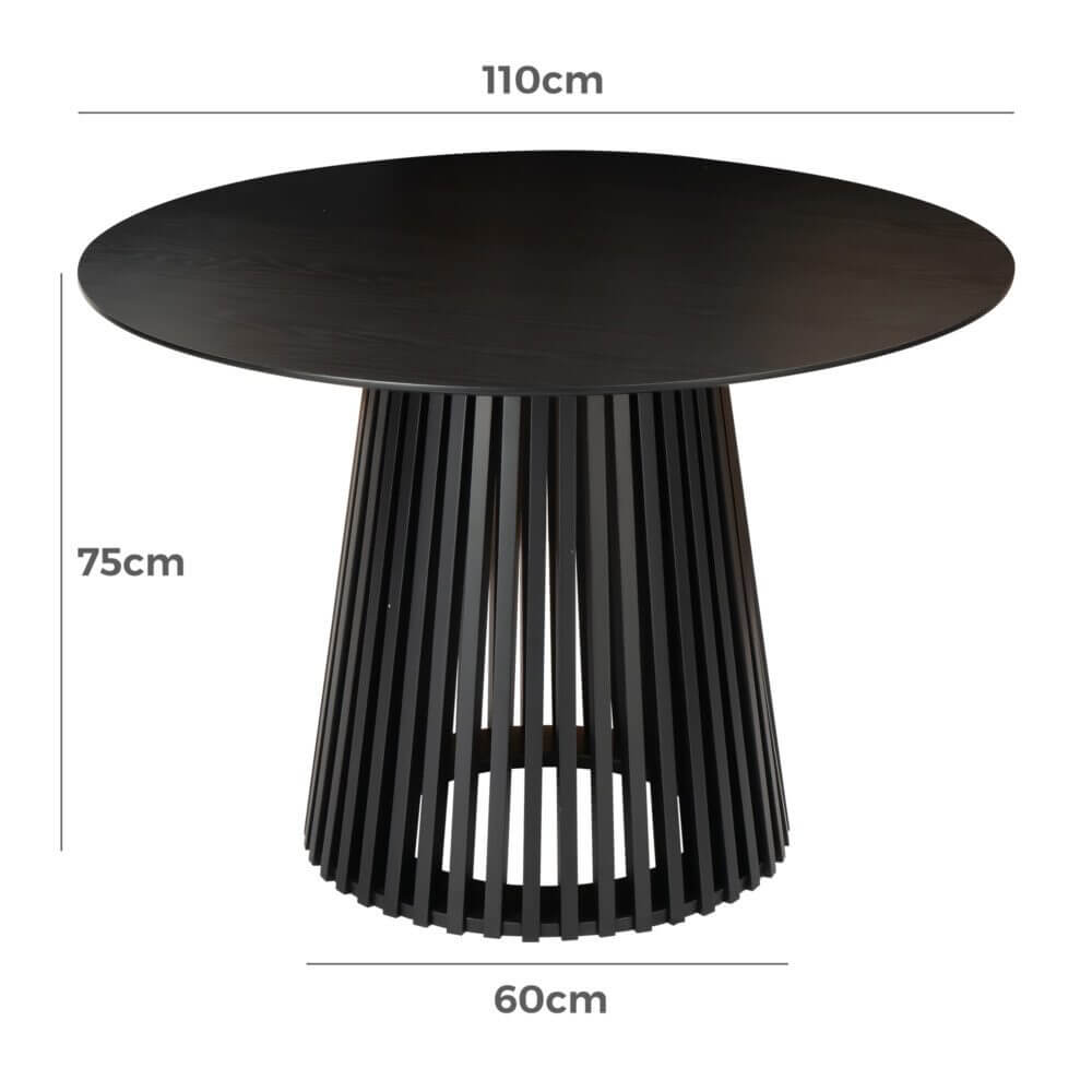 Ashwood | Modern Coastal Pedestal Wooden Dining Table | Black