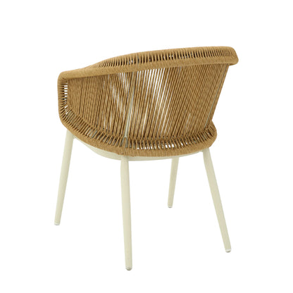 Aspendale | Coastal Beige Fabric Natural Rattan Dining Chairs With Arms | Beige