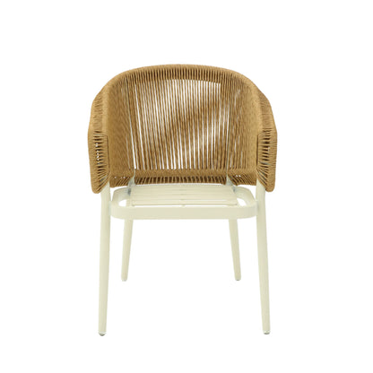 Aspendale | Coastal Beige Fabric Natural Rattan Dining Chairs With Arms | Beige